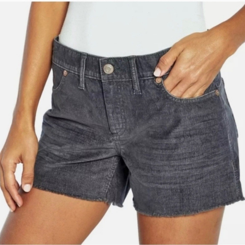 Gap Corduroy Shorts Frayed Hem 14 Mid Rise Stretch Gray Casual Summer